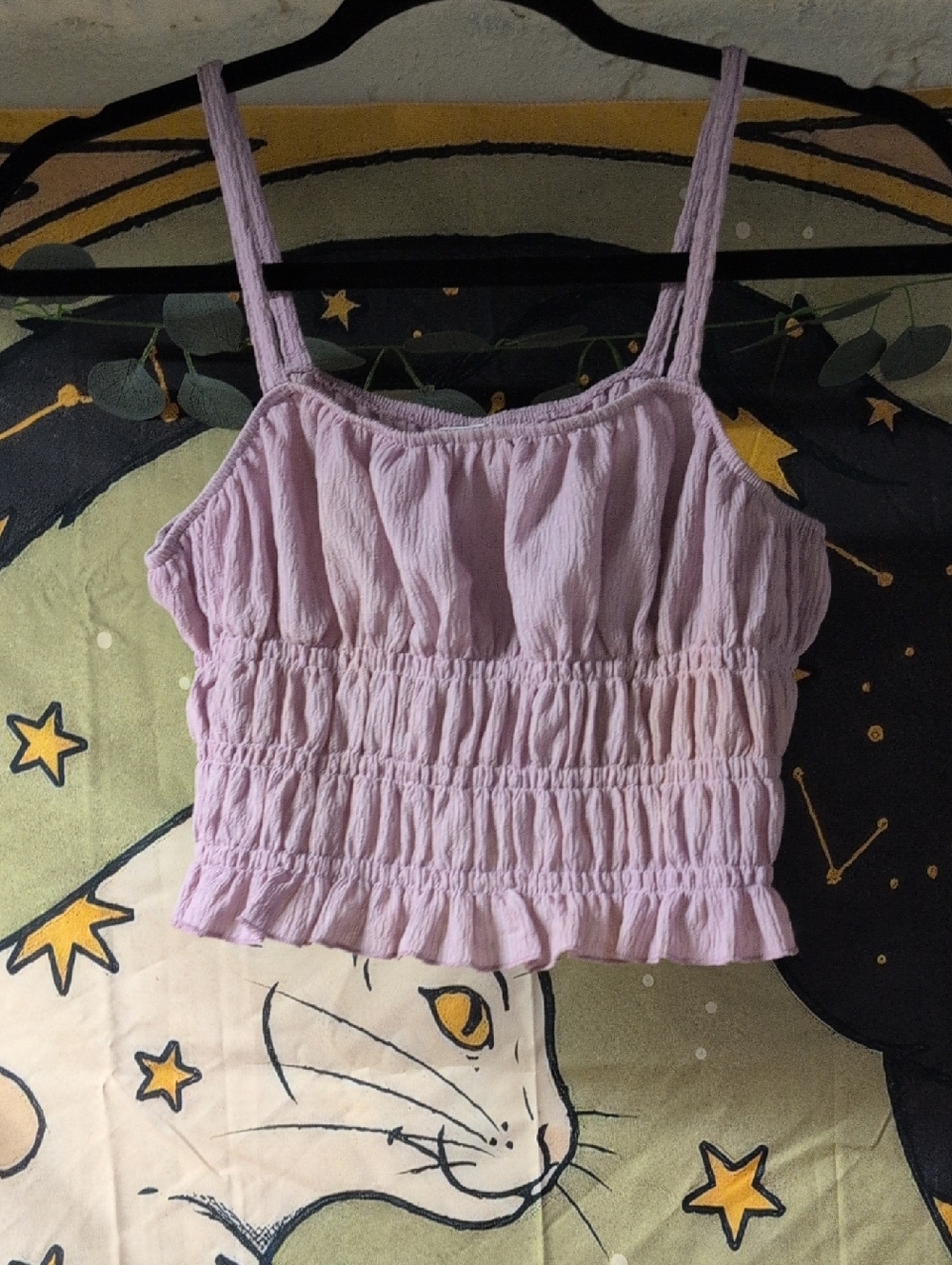 Smocked Lavender Crop Cami Top for Women